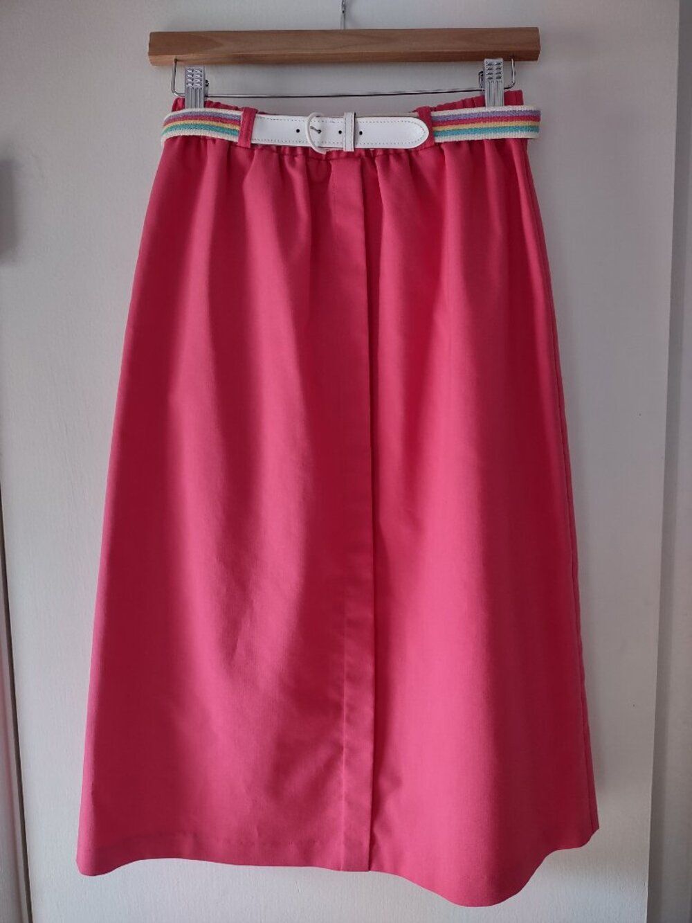Vintage Devon Women’s Pink A-Line Skirt Size 10 Belted Made in USA Ladies Garmen